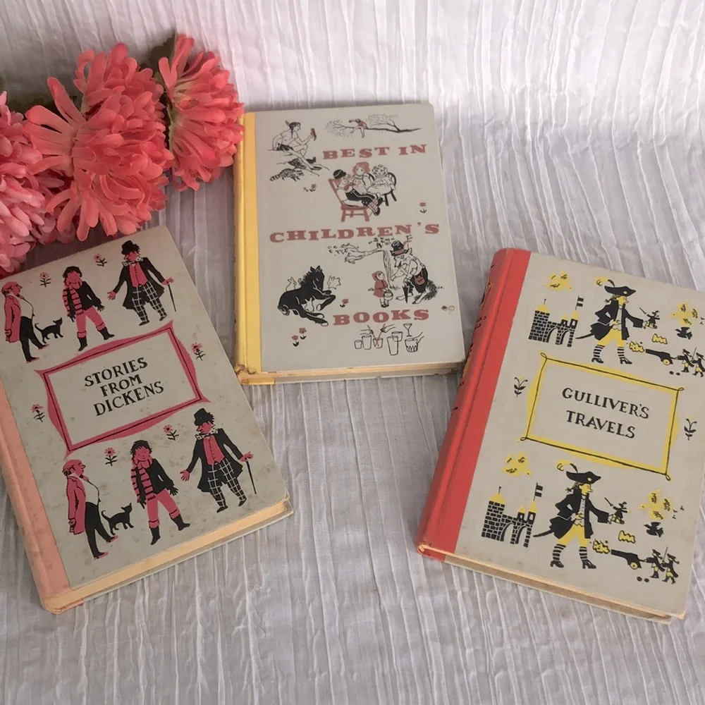 Vintage lot 3 CHARLES DICKENS hardcover childrens books-Gulliver's Travels